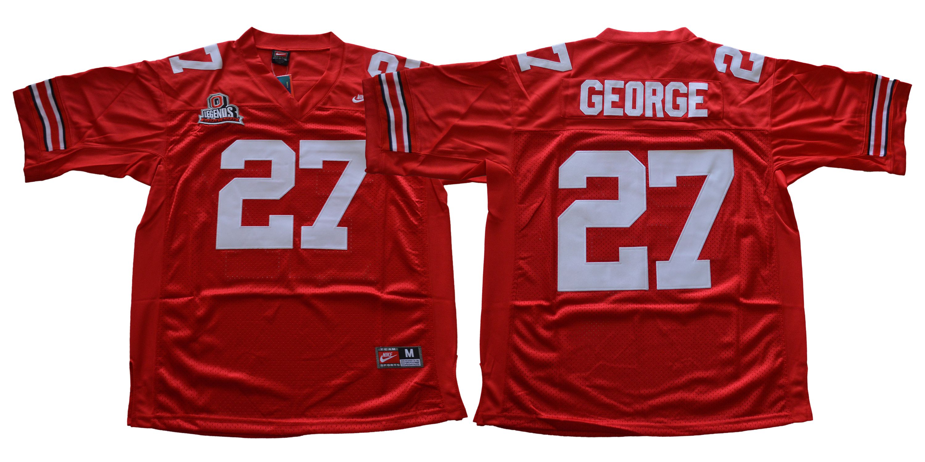 Men Ohio State Buckeyes #27 George Red Throwback Nike NCAA Jerseys